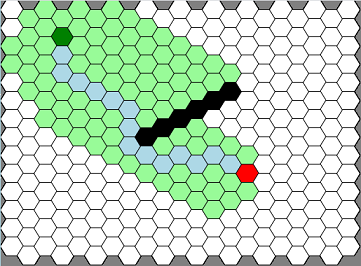 Hexagonal path finding visualiser demo image